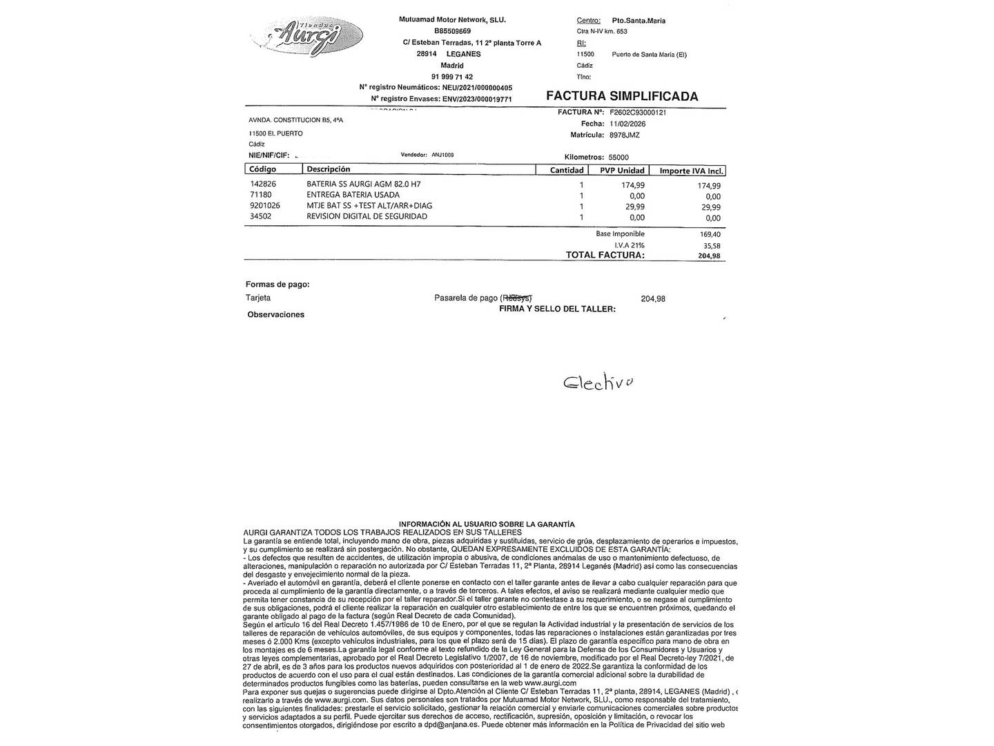 Foto del mantenimiento del Mercedes Clase B Mercedes Clase B 180 d (109 CV)