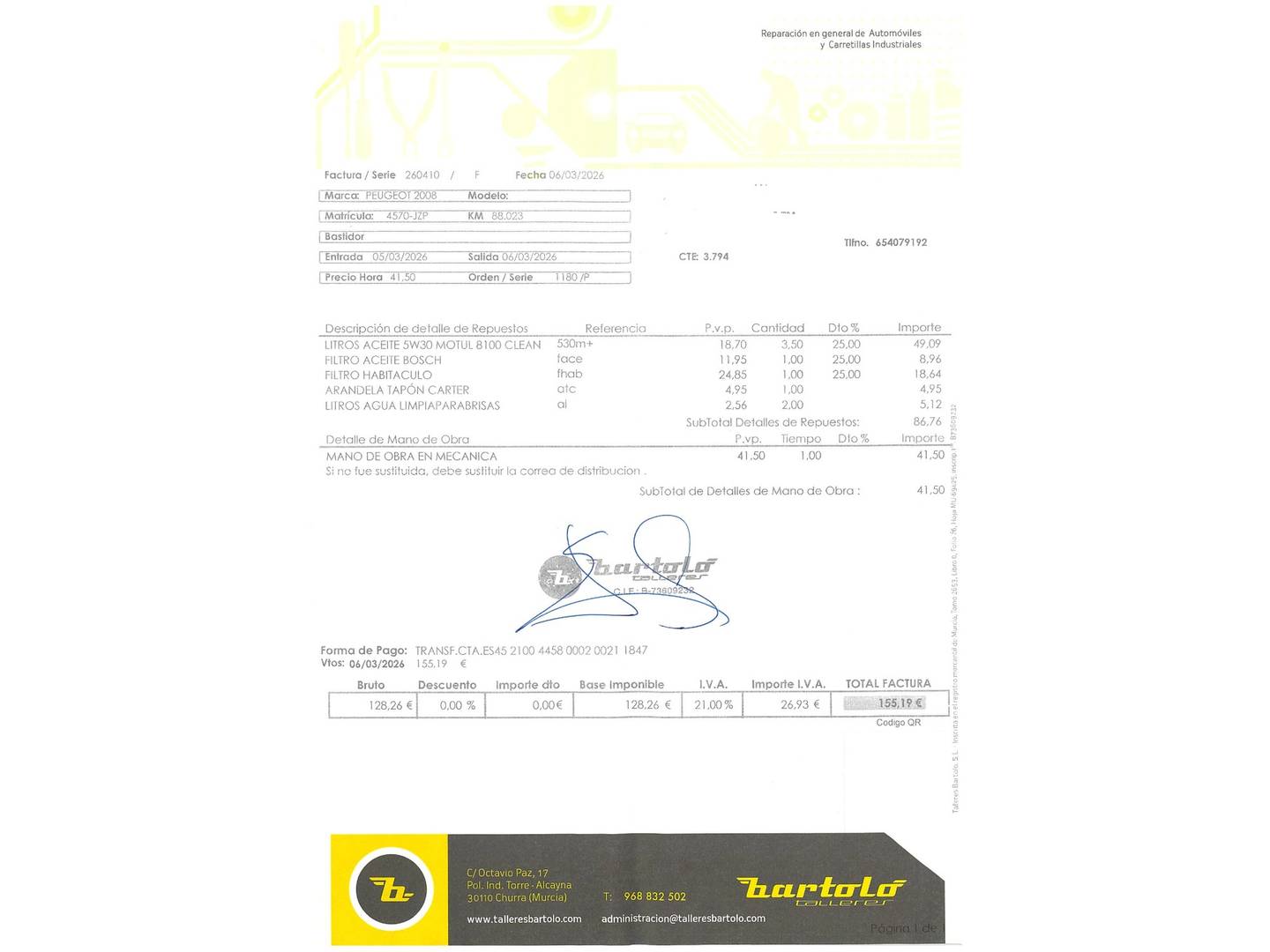 Foto del certificado del Peugeot 2008 Peugeot 2008 PureTech Style (100 CV)