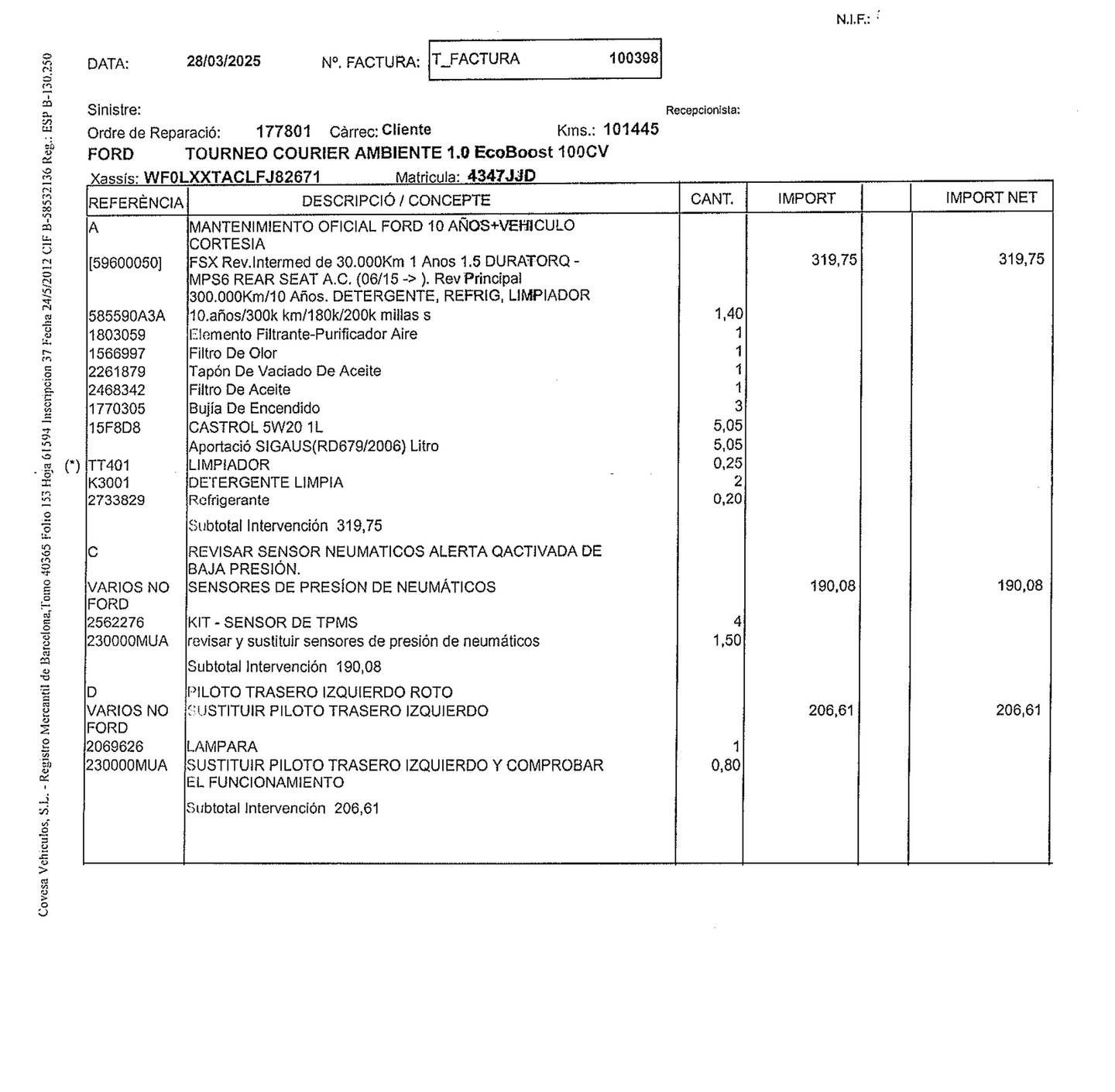 Foto Ford Tourneo Courier Ford Tourneo Courier 1.0 EcoBoost Titanium (100 CV)