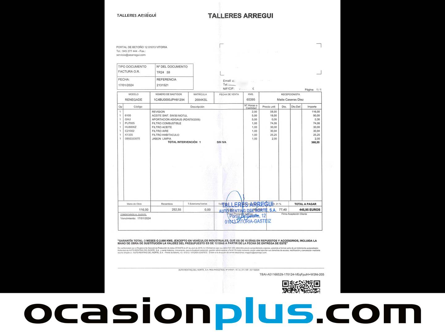 Foto del mantenimiento del Jeep Renegade Jeep Renegade 1.6 Mjet Business 4x2 (105CV) E6