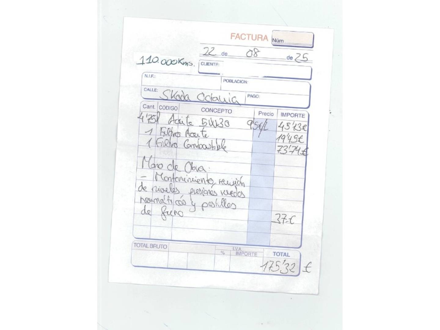 Foto del mantenimiento del Skoda Octavia Skoda Octavia 2.0 TDI CR Ambition (150 CV)