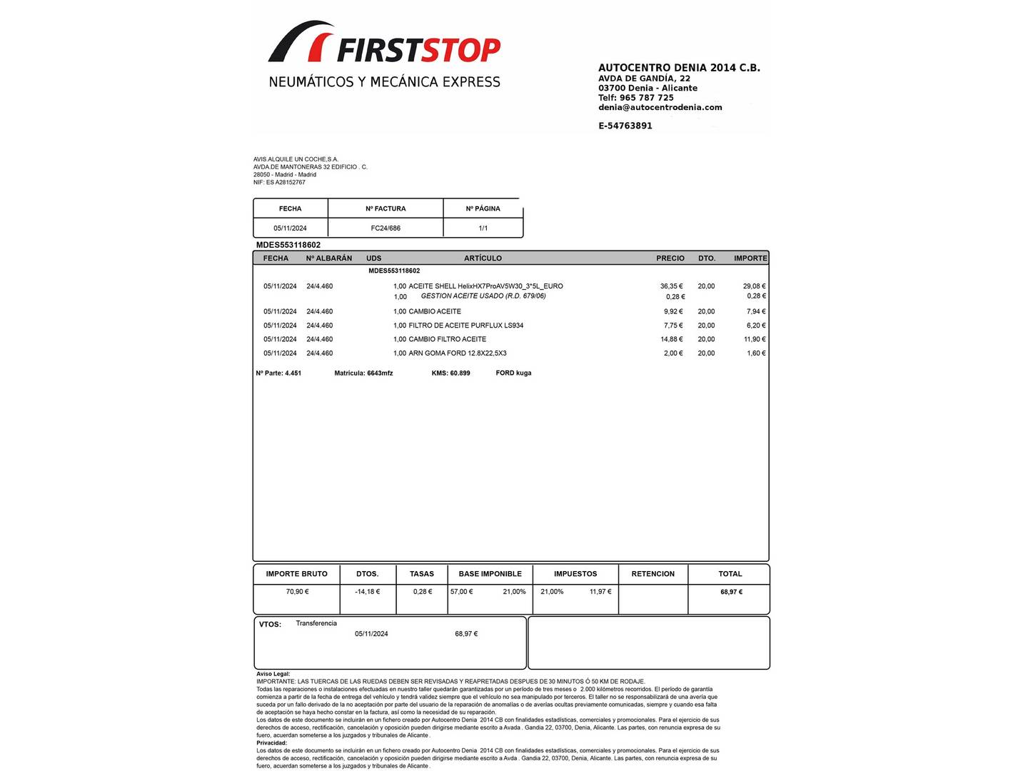 Foto del mantenimiento del Ford Kuga Ford Kuga 2.5 Duratec PHEV ST-Line Auto (225 CV)