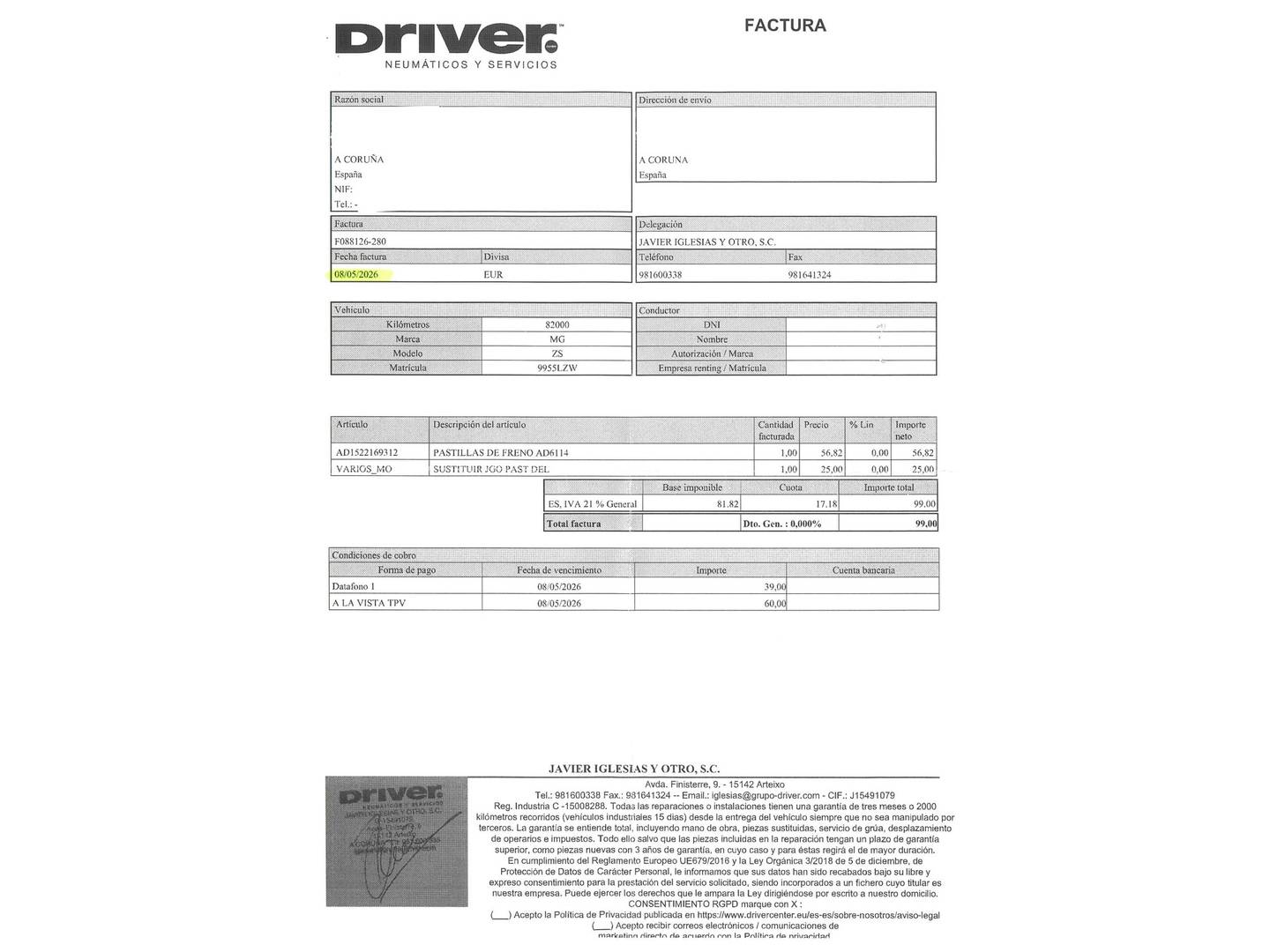 Foto del mantenimiento del MG ZS MG ZS 1.5 Comfort (106 CV)