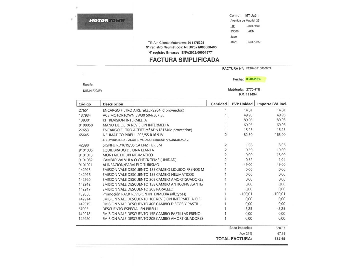 Foto del mantenimiento del Renault Mégane Renault Megane Limited Energy S&S TCe (115 CV)