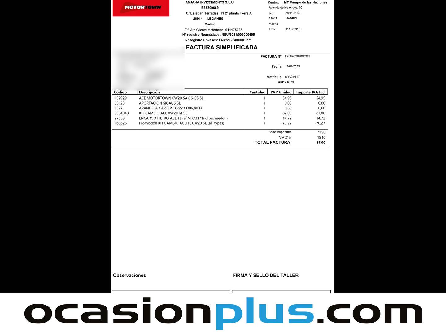 Foto del mantenimiento del MG eHS MG eHS 1.5 T-GDI PHEV Luxury (258 CV)