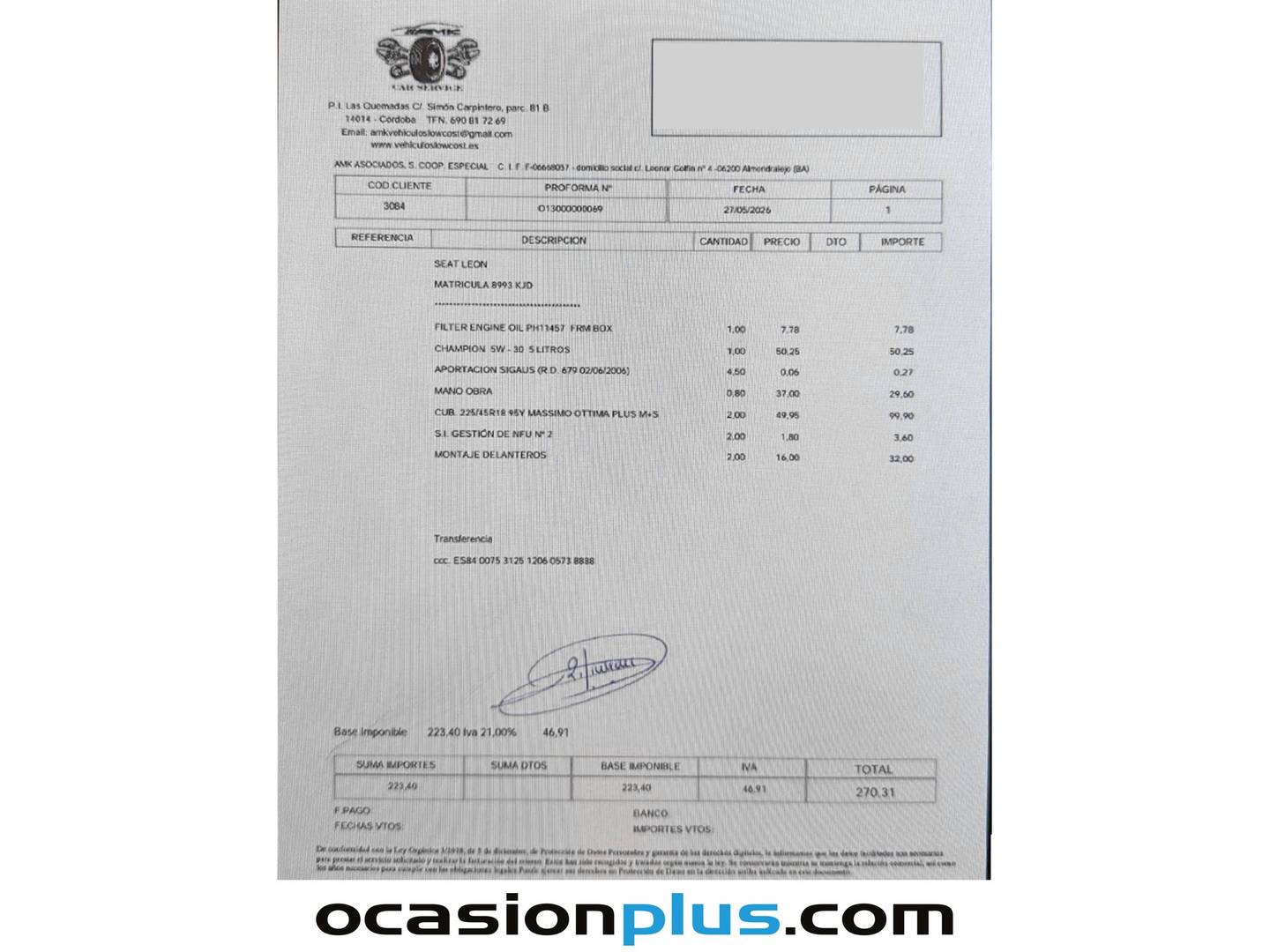 Foto del mantenimiento del Seat León Seat León 1.4 TSI S&S FR Plus (125 CV)