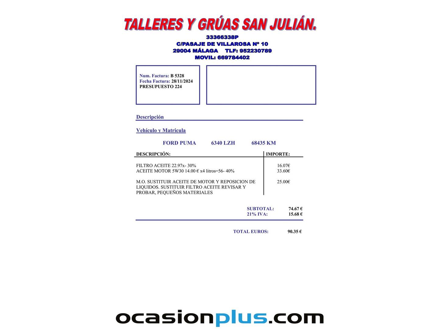 Foto del mantenimiento del Ford Puma Ford Puma 1.0 EcoBoost MHEV Titanium Design (125 CV)