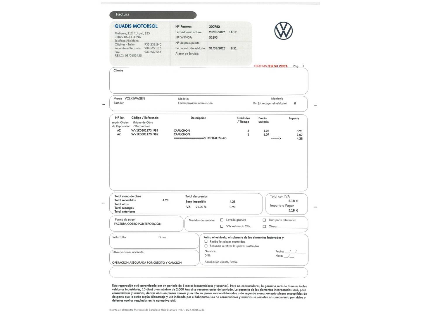 Foto del mantenimiento del Volkswagen Golf Volkswagen Golf Alltrack Alltrack 2.0 TDI BMT 4Motion DSG (184 CV)