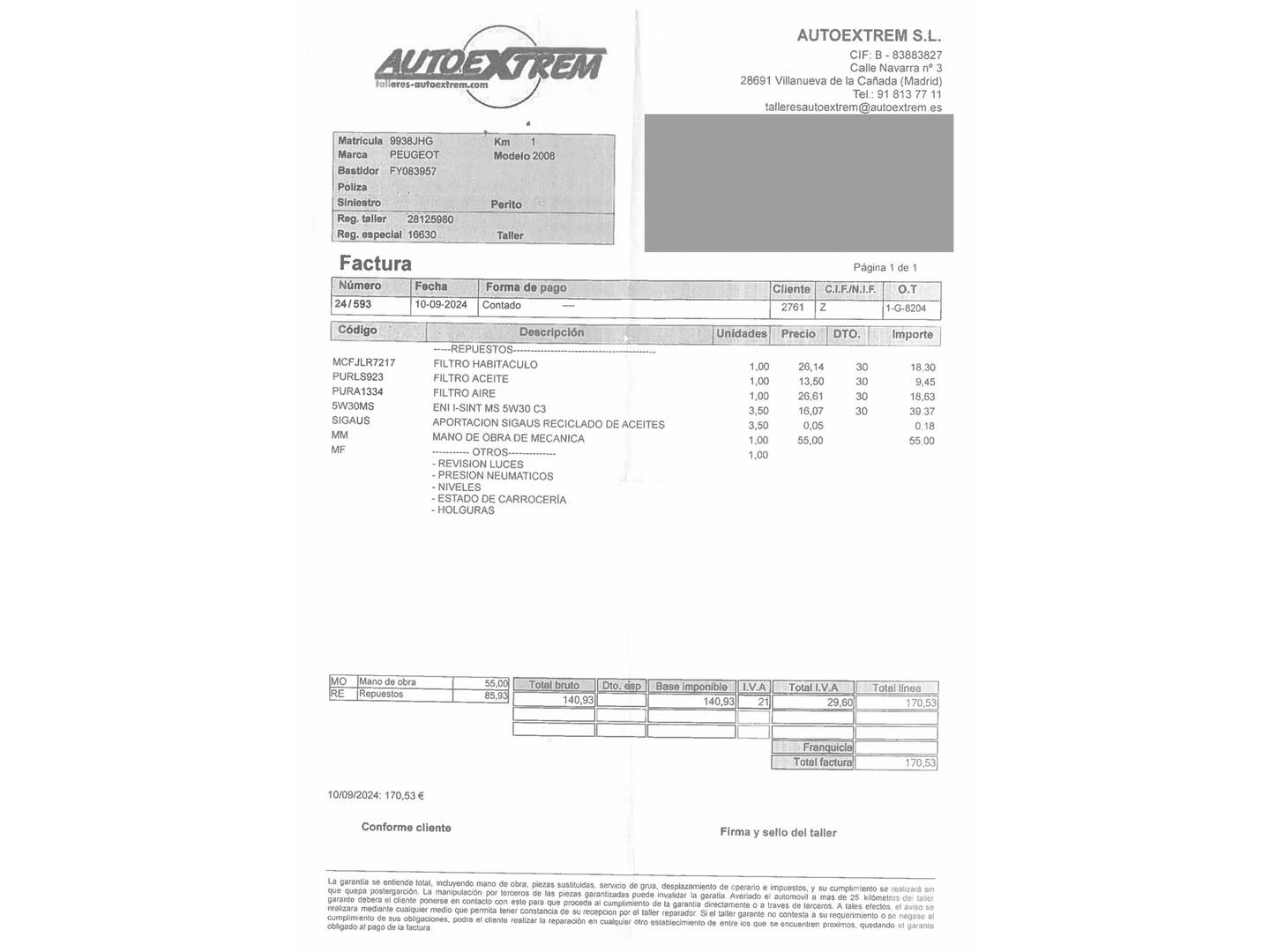 Foto del mantenimiento del Peugeot 2008 Peugeot 2008 VTI 82 Active (82 CV)