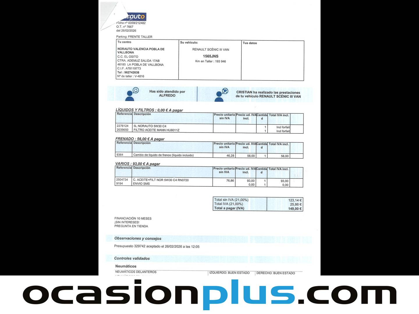 Foto del mantenimiento del Renault Scénic Renault Scenic dCi 130 Bose Energy (130 CV)