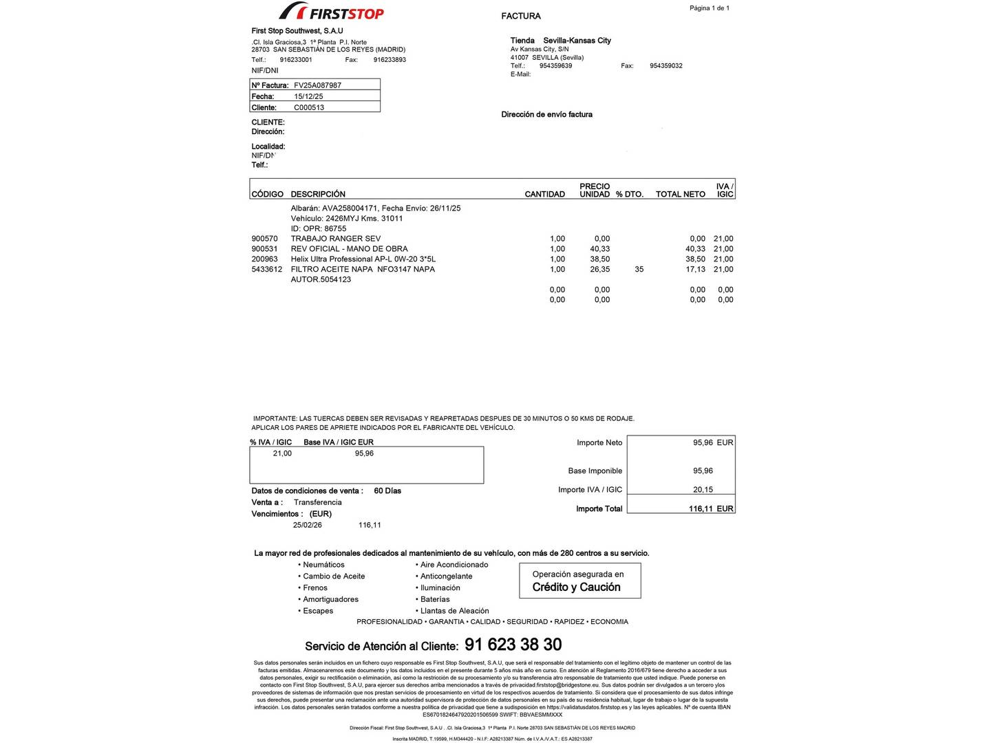 Foto del mantenimiento del Seat Ibiza Seat Ibiza 1.0 TSI S&S Special Edition Xcellence (115 CV)
