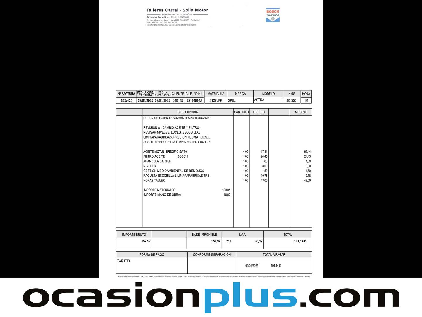Foto del mantenimiento del Opel Astra Opel Astra 1.2 Turbo SHL GS Line (110 CV)