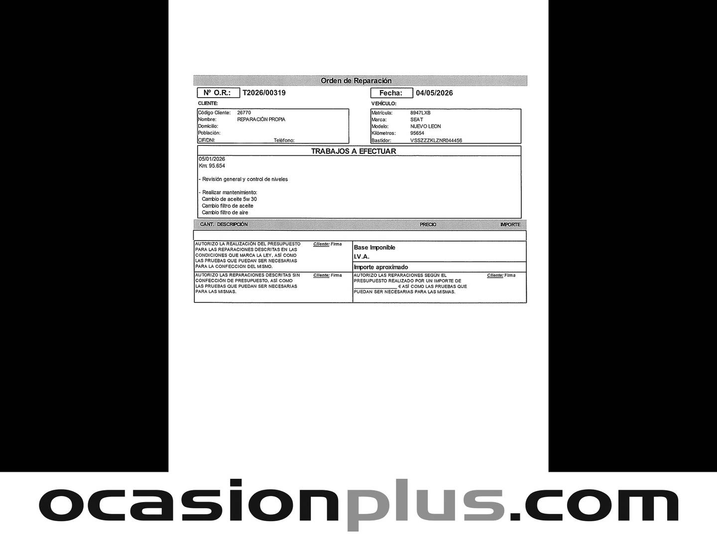 Foto del mantenimiento del Seat León Seat León 2.0 TDI S&S Style Go (115 CV)