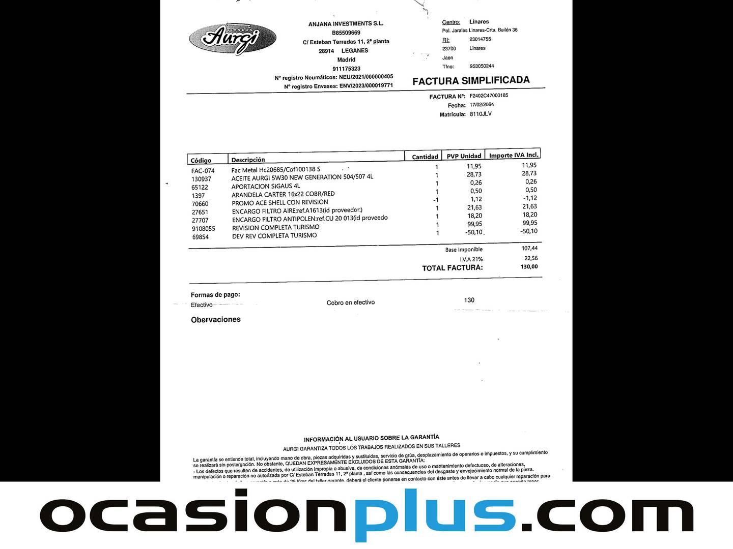 Foto del mantenimiento del Toyota Aygo Toyota Aygo 1.0 70 x-play (69 CV)