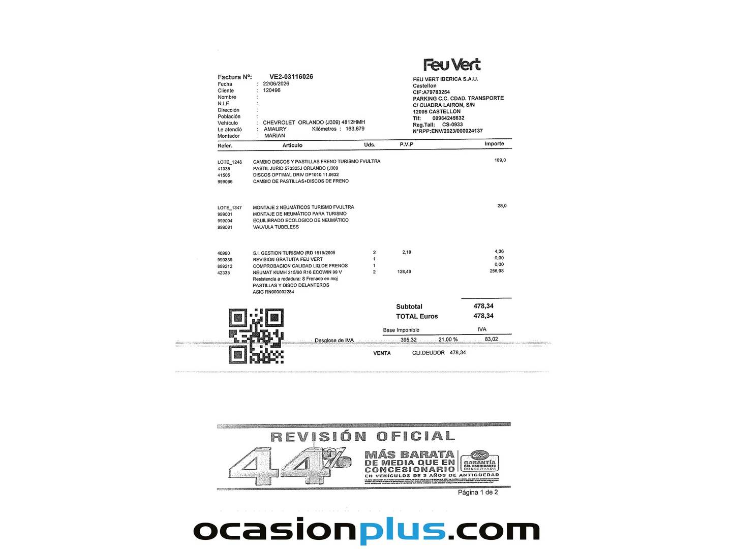 Foto del mantenimiento del Chevrolet Orlando Chevrolet Orlando Orlando 2.0 VCDi LT+ (130 CV)