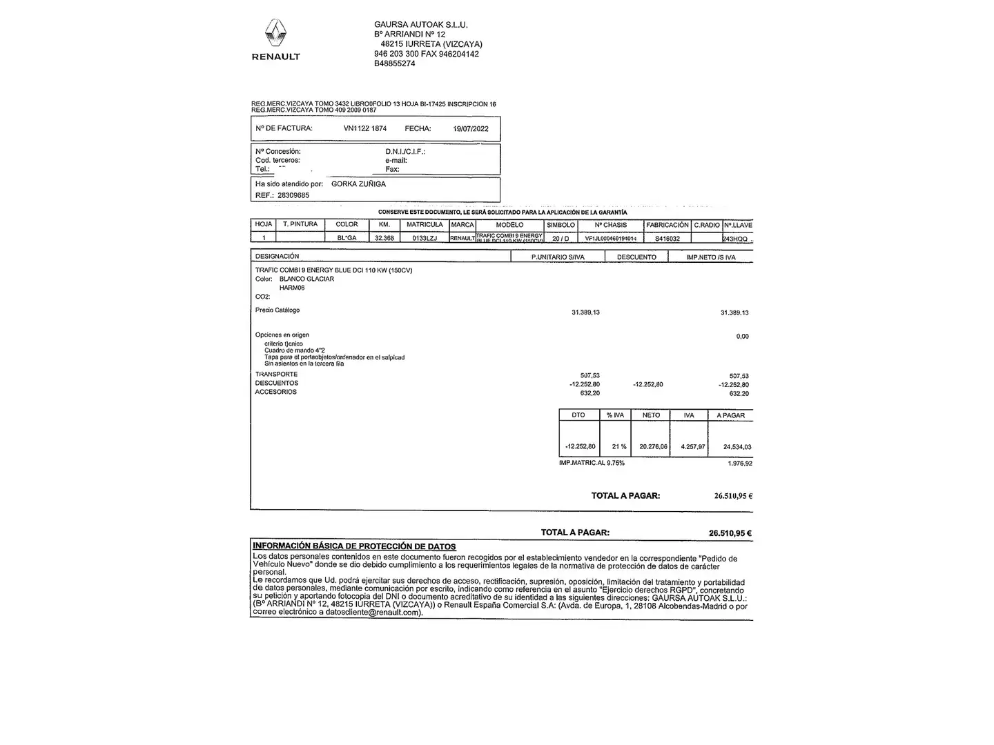 Foto Renault Trafic Renault Trafic Combi Mixto N1 5/6 Ener Blue dCi (150 CV)