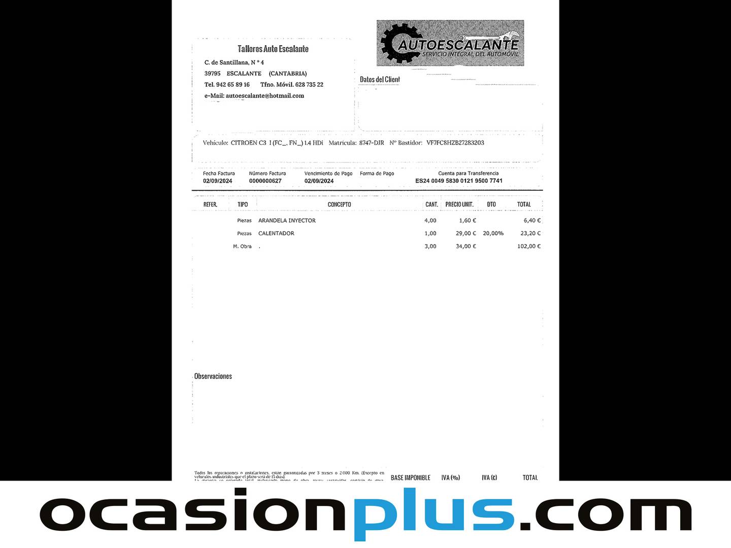 Foto del mantenimiento del Citroën C3 Citroen C3 1.4 HDI Exclusive (70 CV)