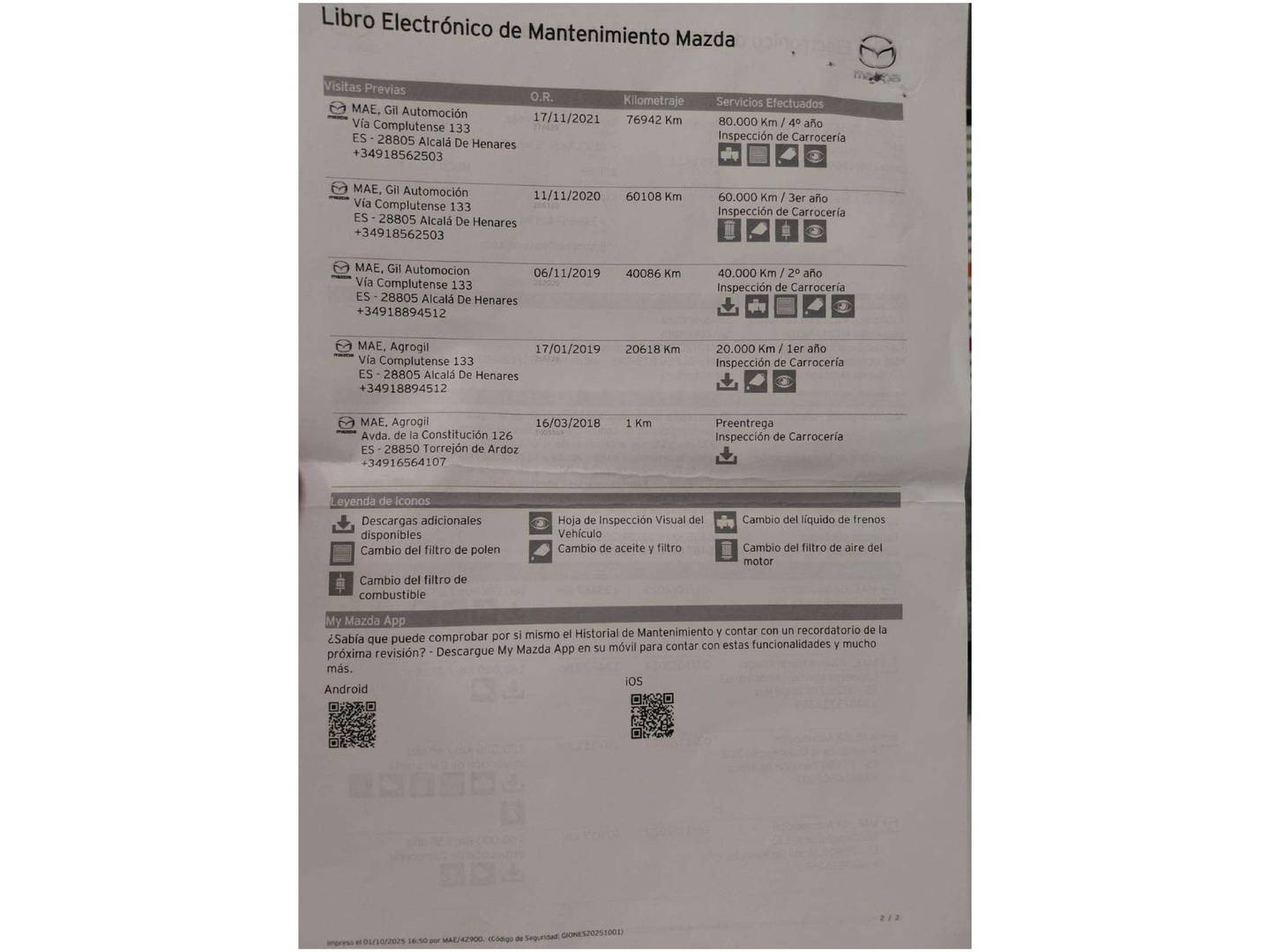 Foto del mantenimiento del Mazda CX-5 Mazda CX-5 2.2 DE Evolution 2WD (150 CV)