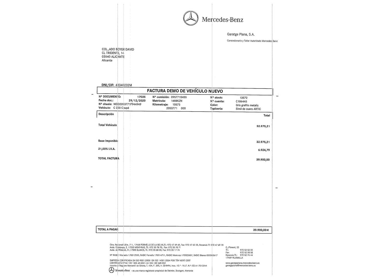 Foto del mantenimiento del Mercedes Clase C Mercedes Clase C 200 Coupe (184 CV) Pack AMG