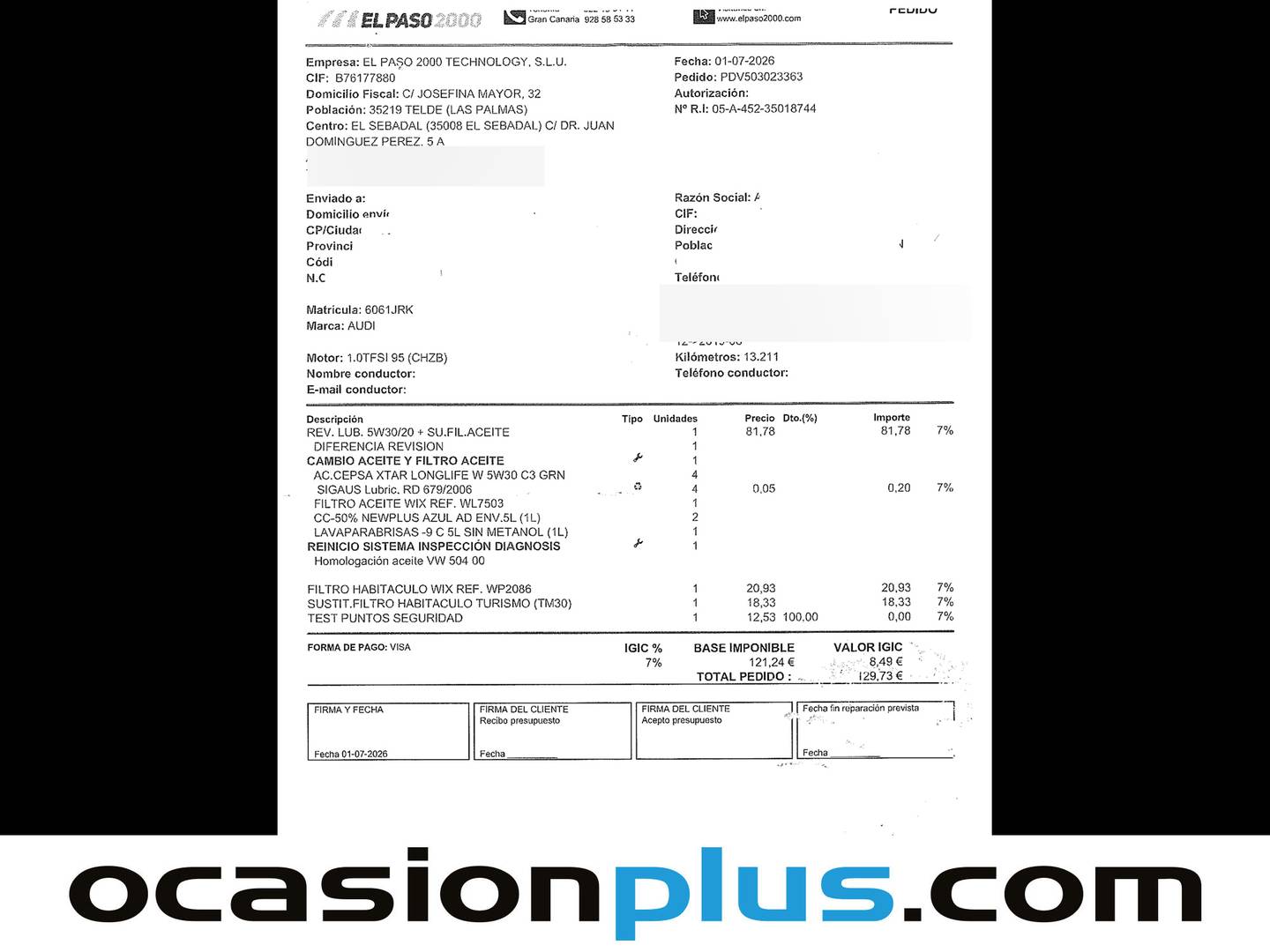 Foto del mantenimiento del Audi A1 Audi A1 Sportback Attraction 1.0 TFSI (95 CV) Pack S-Line