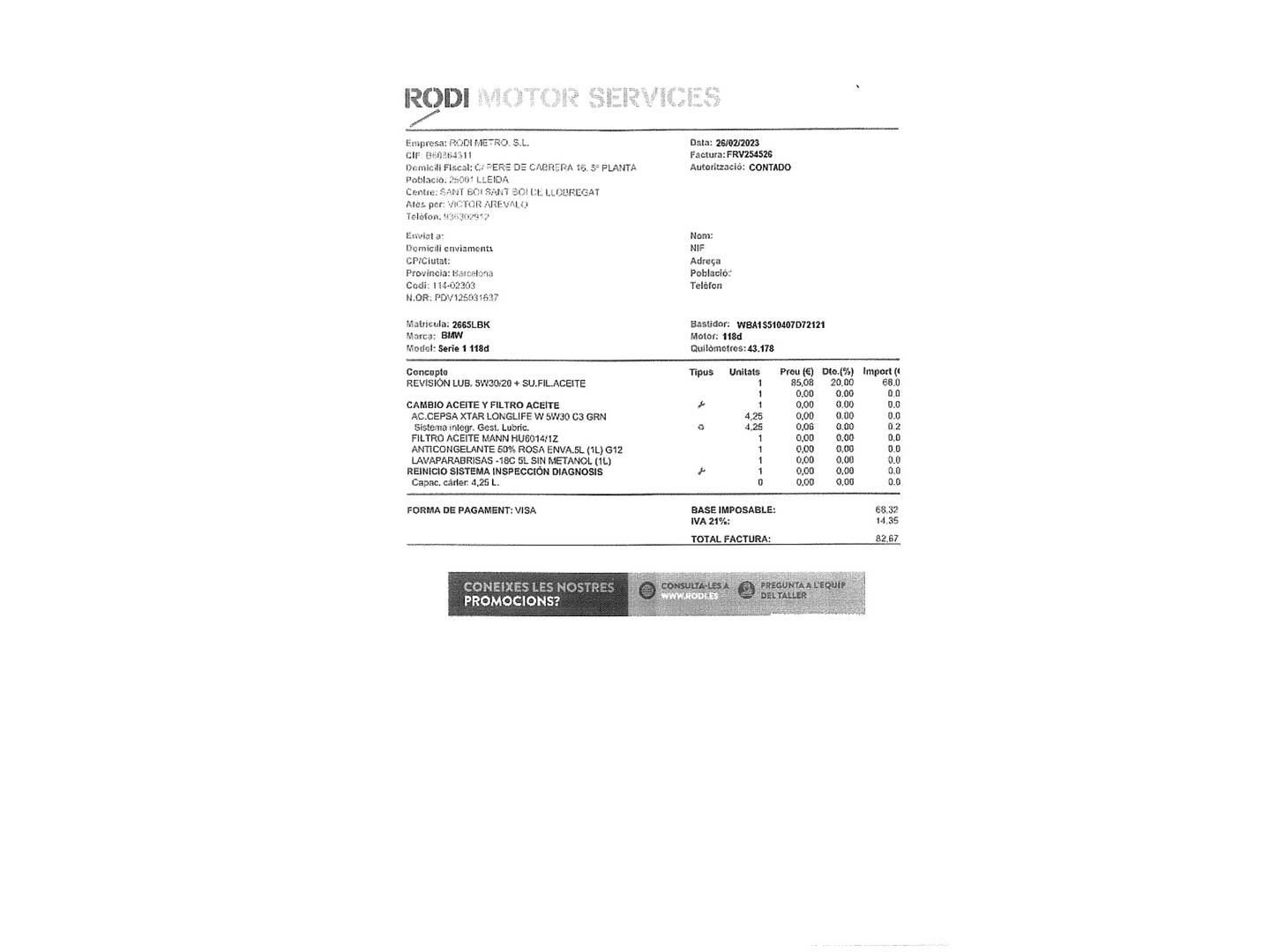 Foto del mantenimiento del BMW Serie 1 BMW Serie 1 118d (150 CV)