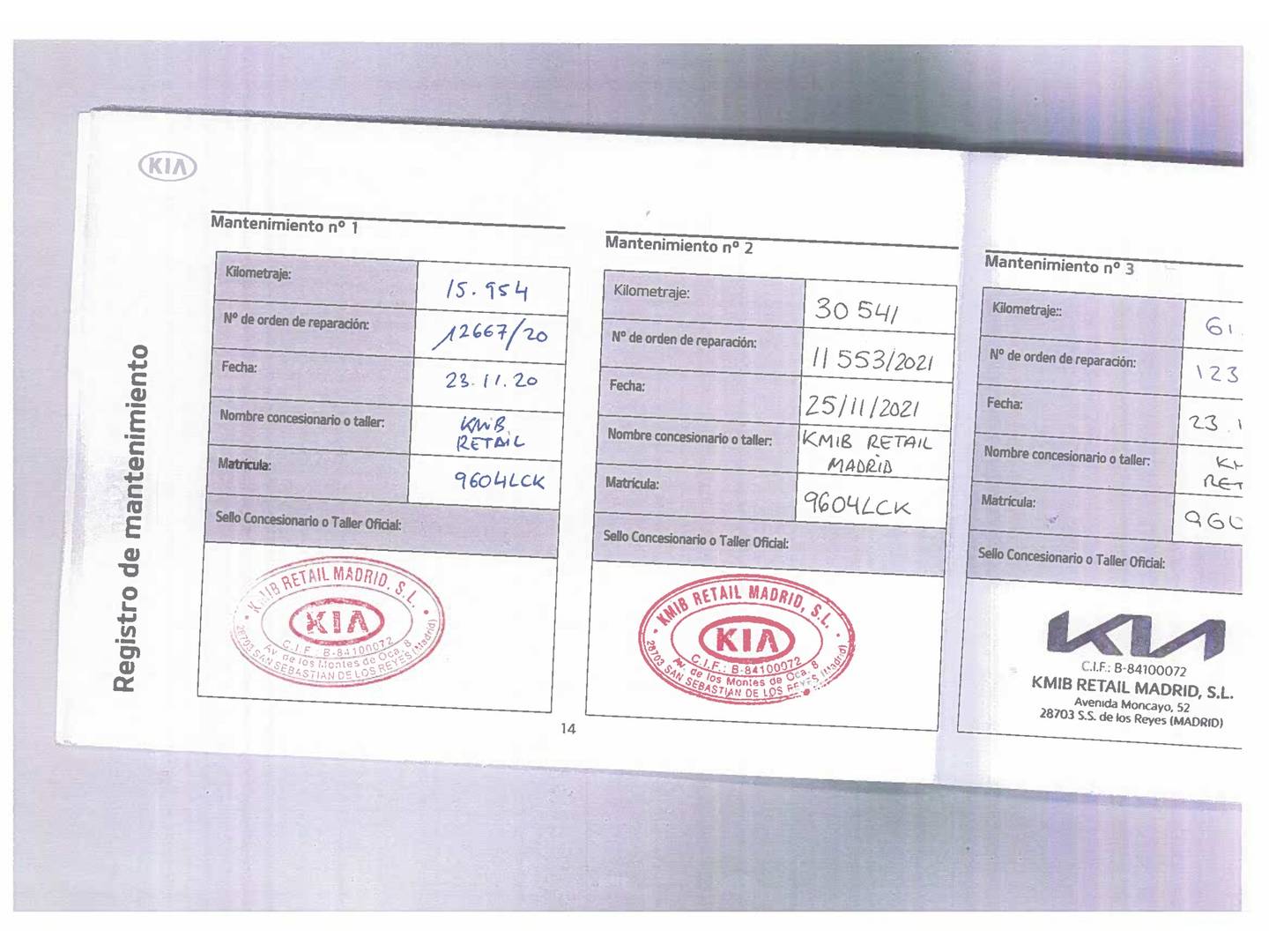 Foto del mantenimiento del KIA Sorento KIA Sorento 2.2 CRDi GT Line 4x4 Auto (200 CV) 7 Plazas