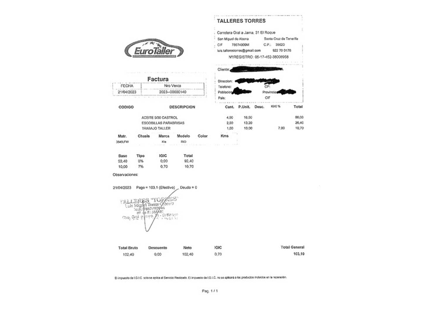 Foto del mantenimiento del KIA Rio Kia Rio 1.2 CVVT GT Line (84 CV)