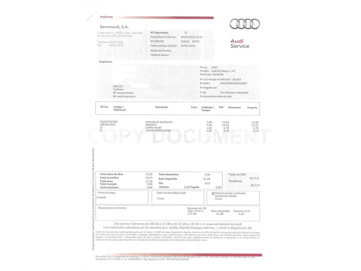 Foto del mantenimiento del Audi Q3 Audi Q3 design edition 1.4 TFSI ultra CoD (150 CV)