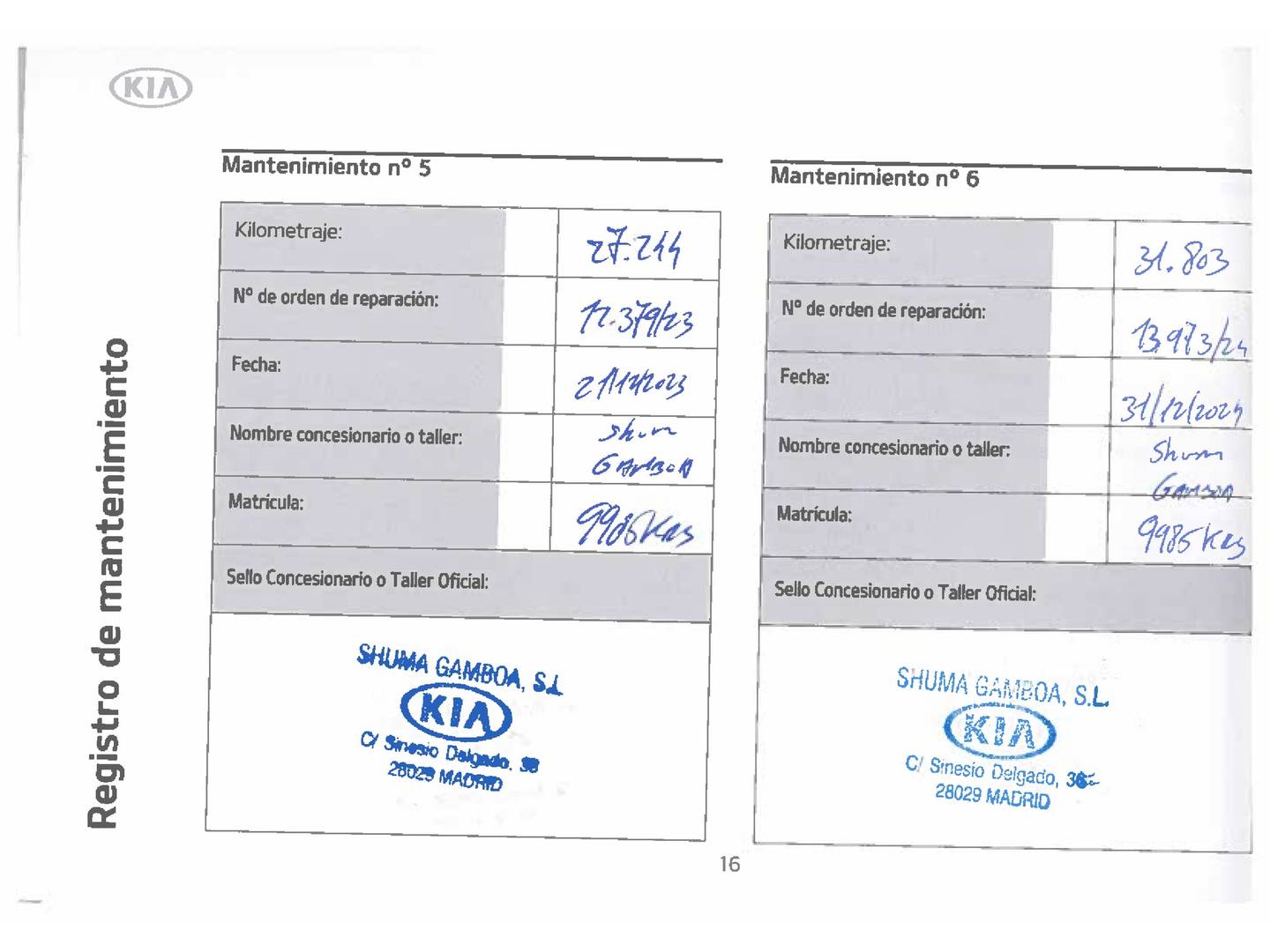 Foto del mantenimiento del KIA Picanto KIA Picanto 1.2 CVVT GT Line Automático (84 CV)