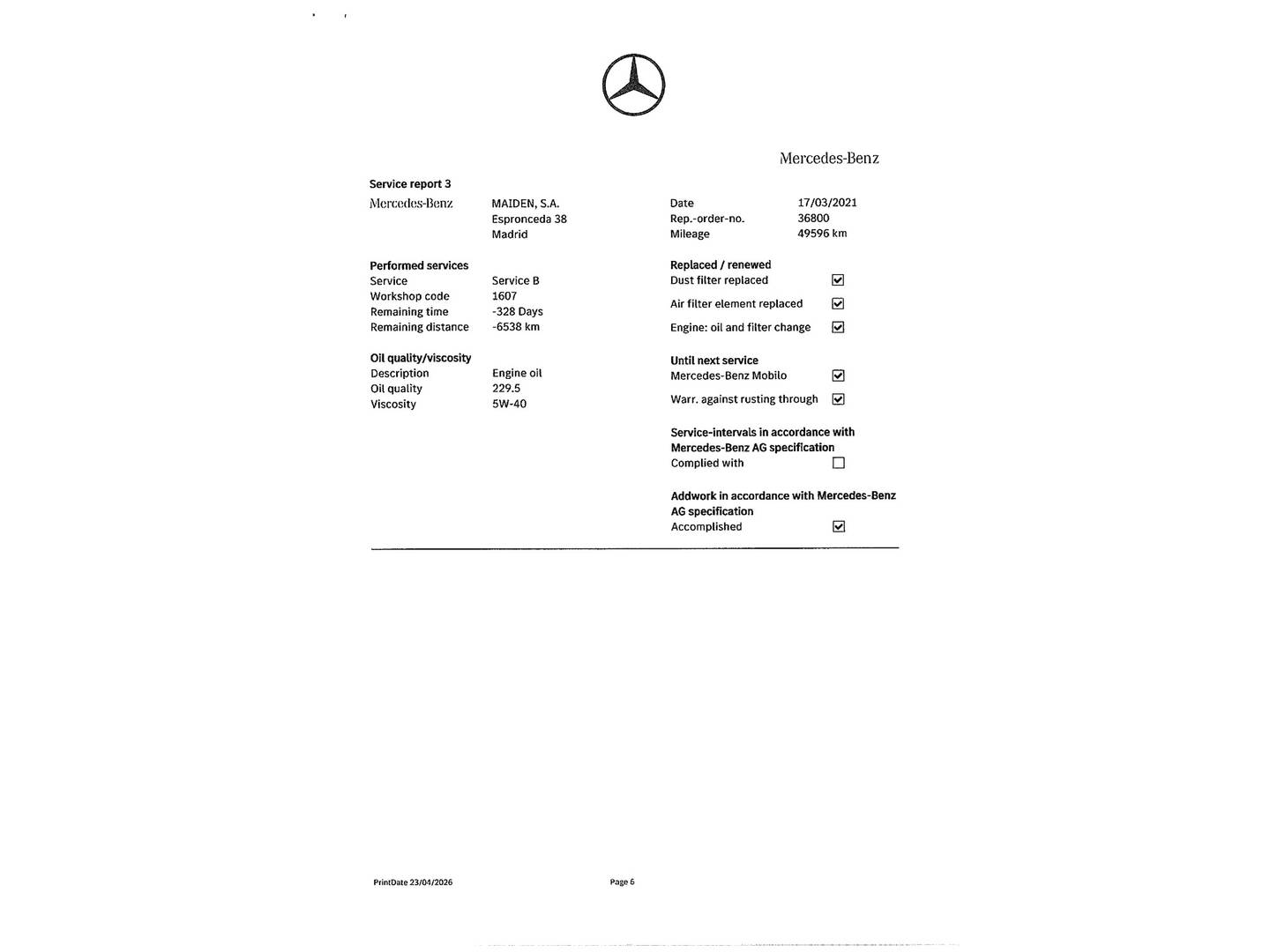 Foto del mantenimiento del Mercedes CLA Mercedes CLA CLA 45 AMG 4Matic Shooting Brake (381 CV)