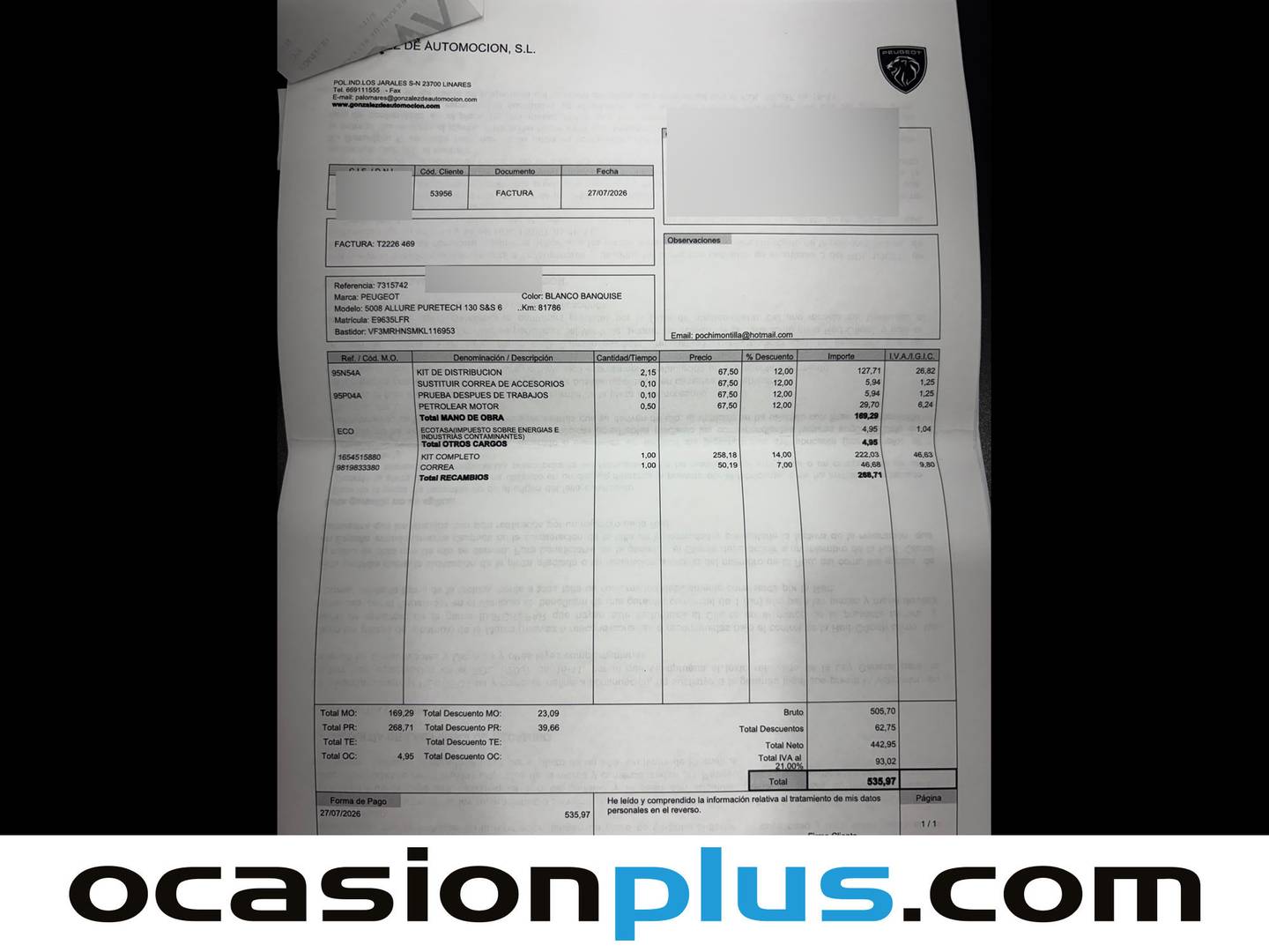 Foto del mantenimiento del Peugeot 5008 Peugeot 5008 PureTech 130 S&S Allure (130 CV) 7 Plazas