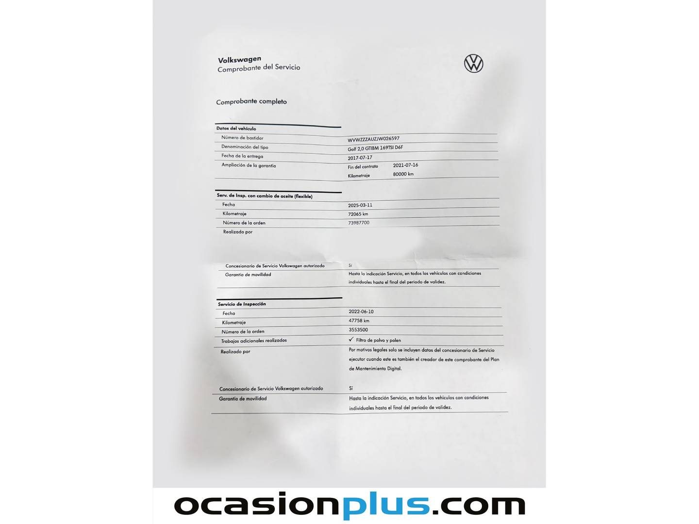 Foto del mantenimiento del Volkswagen Golf Volkswagen Golf GTI 2.0 TSI (230 CV) DSG