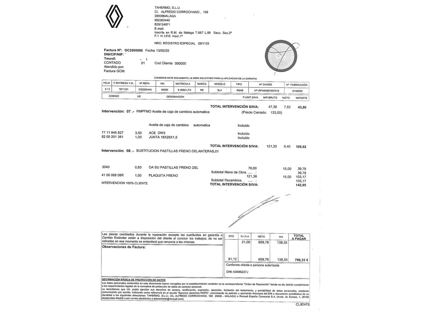 Foto del mantenimiento del Renault Grand Scénic Renault Grand Scenic Zen TCe (140 CV) EDC GPF 7 Plazas