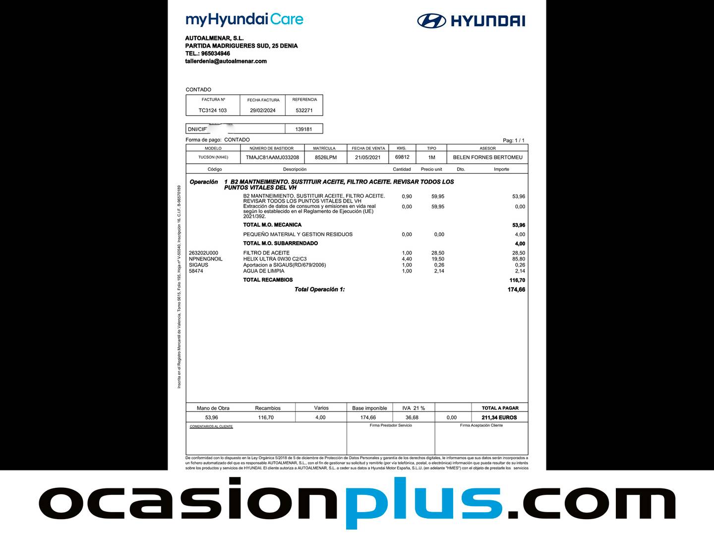 Foto del mantenimiento del Hyundai Tucson Hyundai Tucson 1.6 CRDI Maxx  (115 CV)