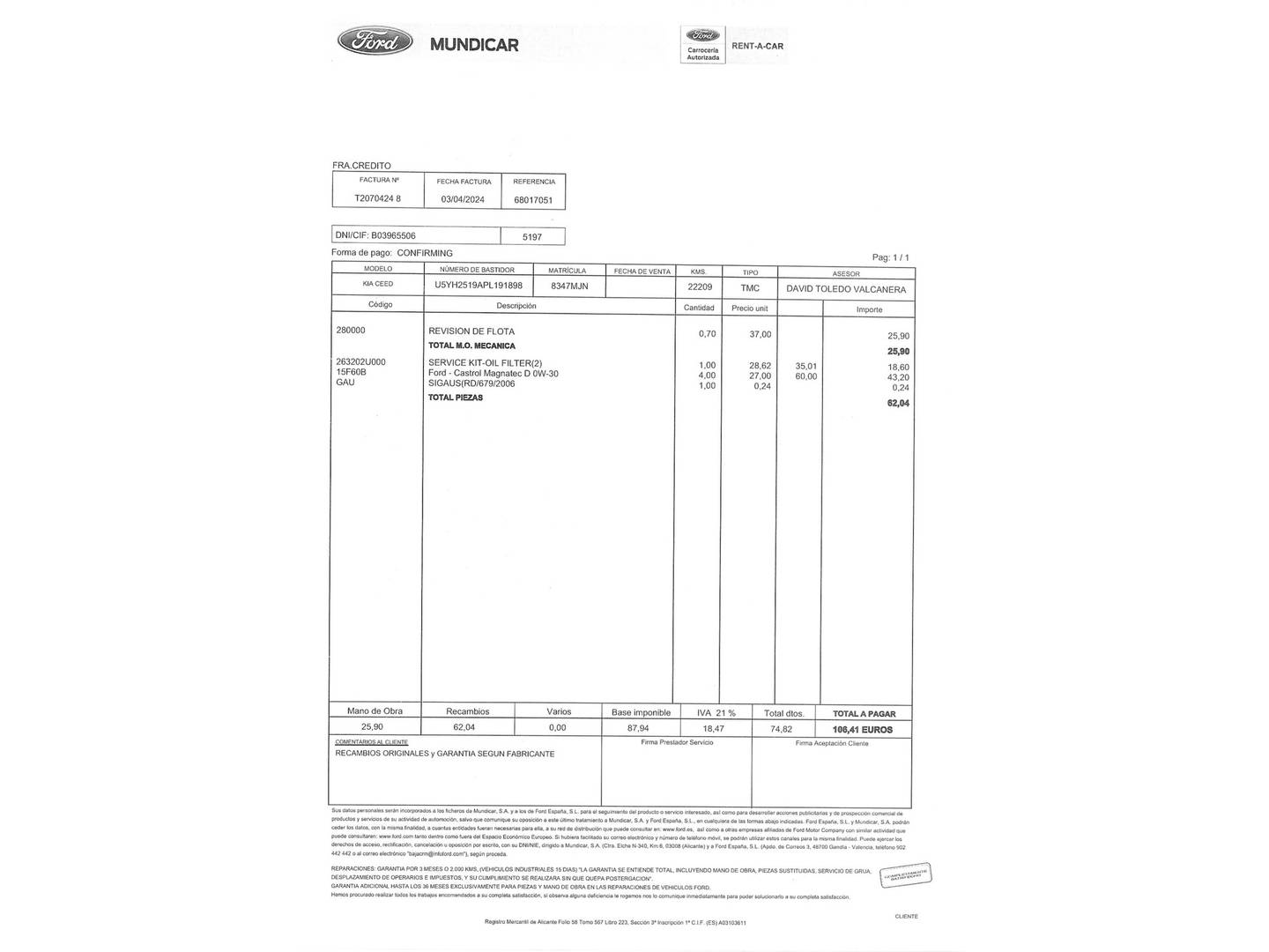 Foto del mantenimiento del KIA Ceed KIA Ceed 1.6 MHEV iMT Drive (136 CV)