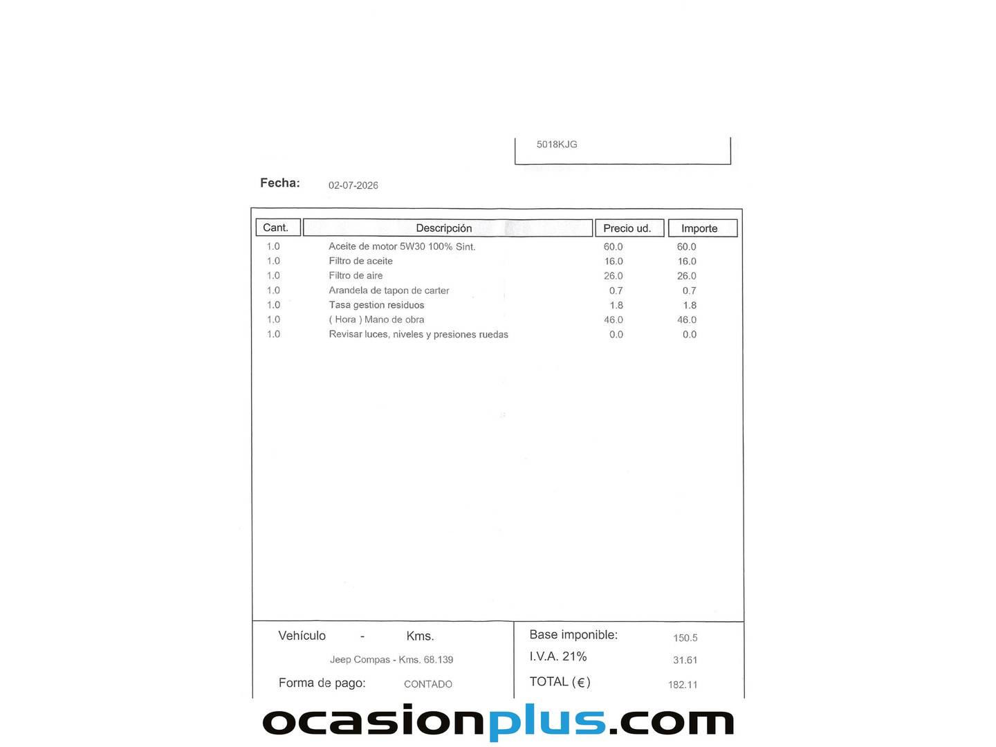 Foto del mantenimiento del Jeep Compass Jeep Compass 1.4 Multiair Longitude 4x2 (140 CV)