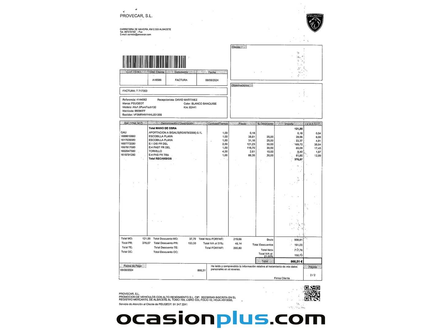 Foto del mantenimiento del Peugeot 5008 Peugeot 5008 PureTech 130 S&S Allure (130 CV) 7 Plazas