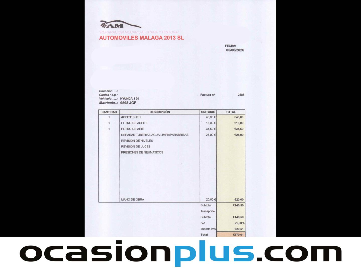 Foto del mantenimiento del Hyundai i20 Hyundai i20 1.2 MPI Klass (84 CV)