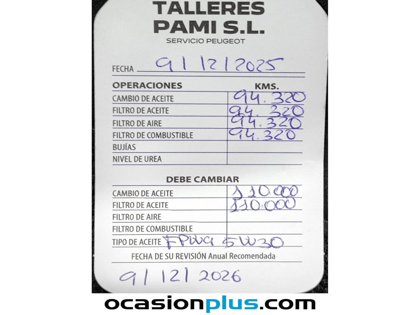 Foto del mantenimiento del Peugeot 308 Peugeot 308 BlueHDi 130 S&S GT EAT8 (130 CV)