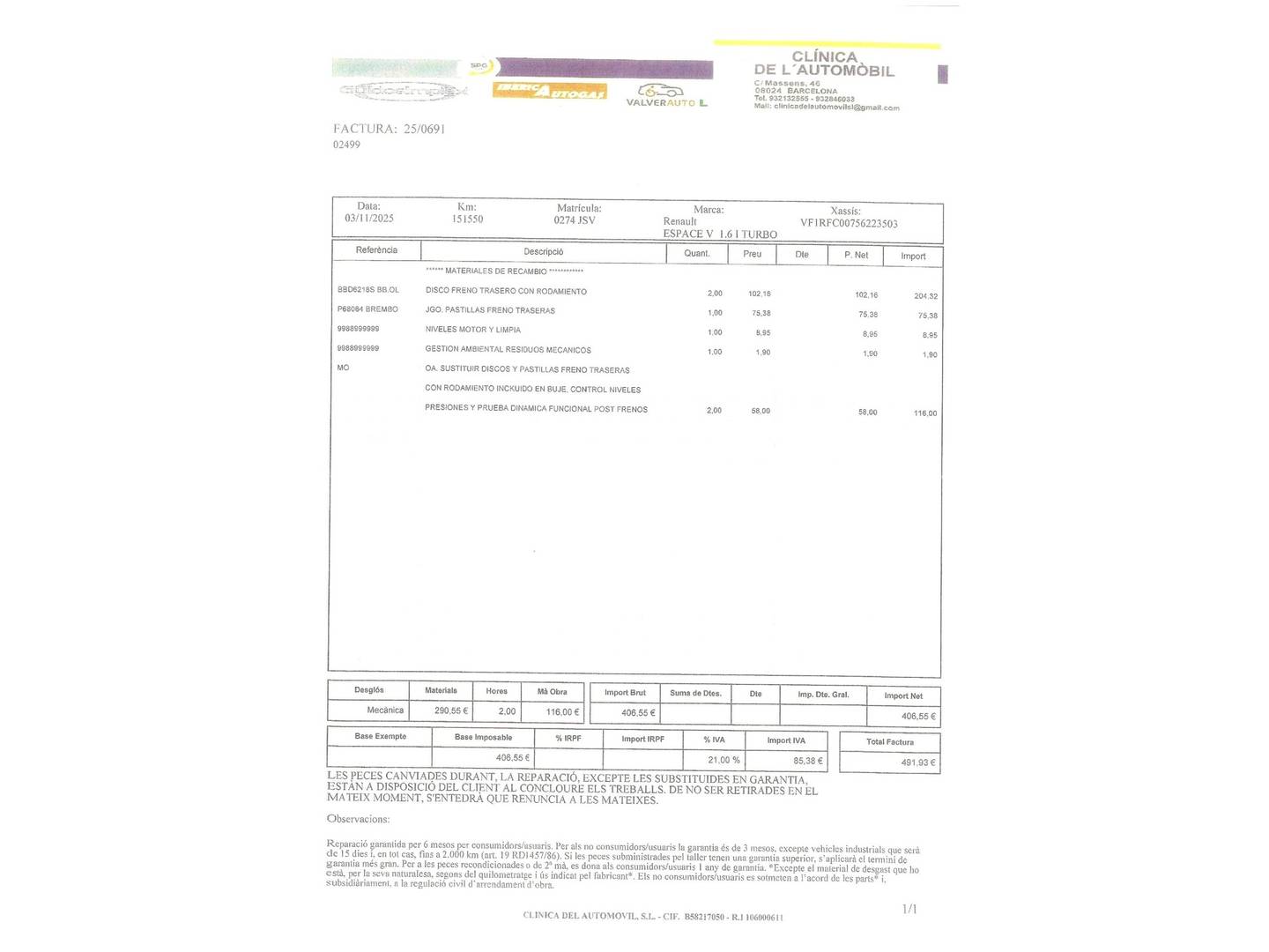 Foto del mantenimiento del Renault Espace Renault Espace Initiale Paris Energy TCe  (200 CV) EDC 7 Plazas