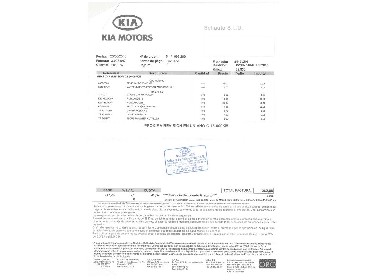 Foto del mantenimiento del KIA Ceed KIA Ceed 1.6 CRDi VGT x-Tech17 (136 CV)