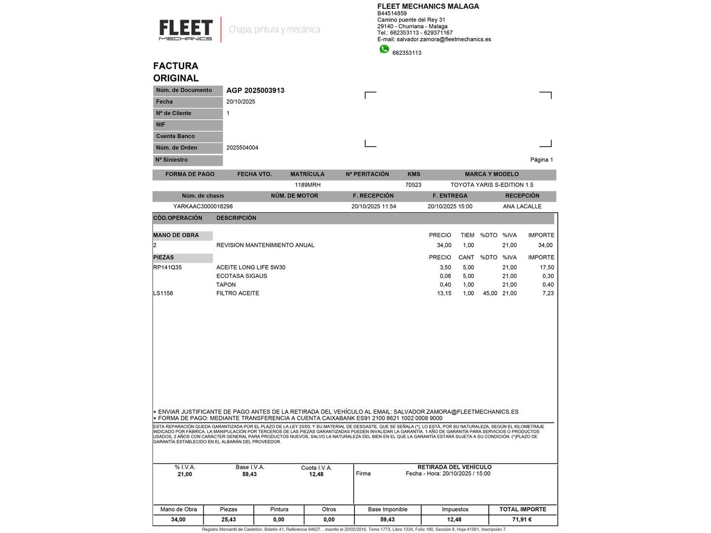 Foto del mantenimiento del Toyota Yaris Toyota Yaris 1.5 S-Edition (125 CV)