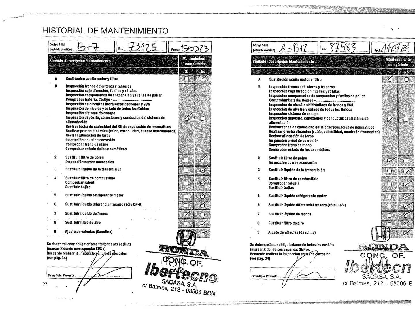 Foto del mantenimiento del Honda HR-V Honda HR-V 1.5 i-VTEC Executive (130 CV)
