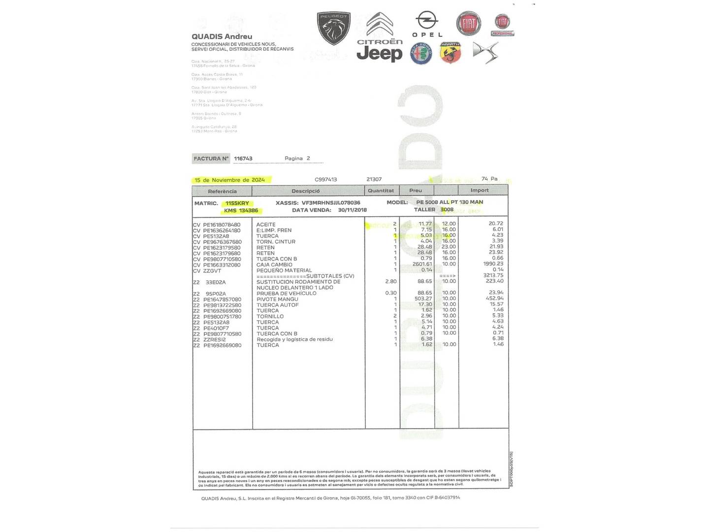 Foto del mantenimiento del Peugeot 5008 Peugeot 5008 PureTech 130 S&S Allure (130 CV)