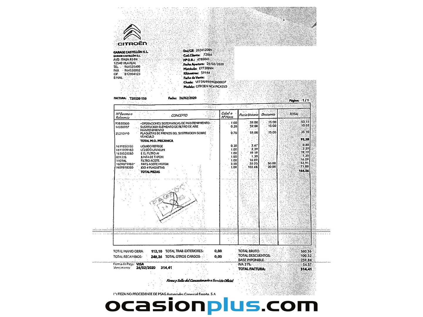 Foto del mantenimiento del Citroën Grand C4 Picasso Citroën Grand C4 Picasso PureTech 130 S&S 6v Feel Edition (130 CV) 7 Plazas