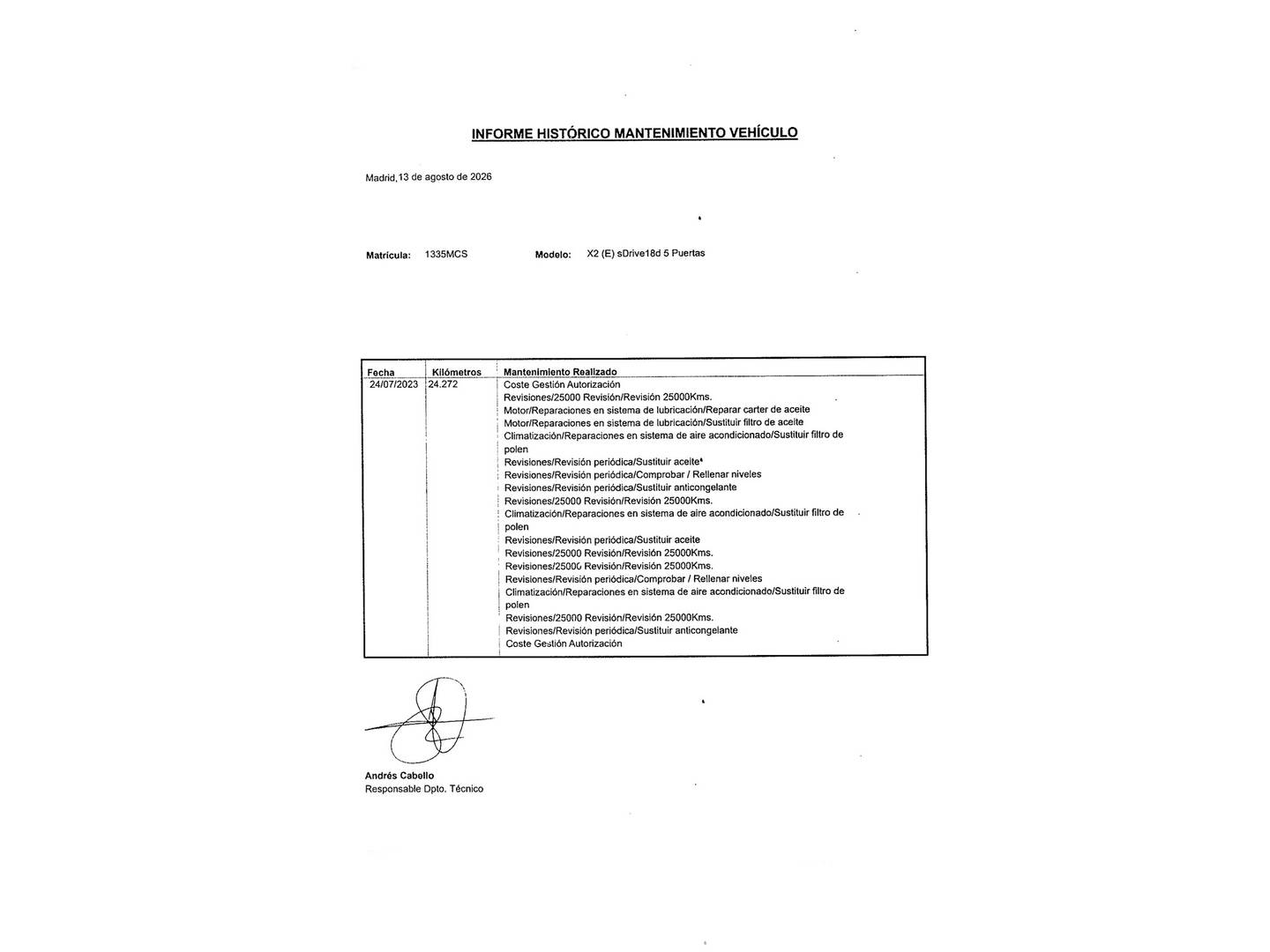 Foto del mantenimiento del BMW X2 BMW X2 sDrive18d (150 CV) Pack M