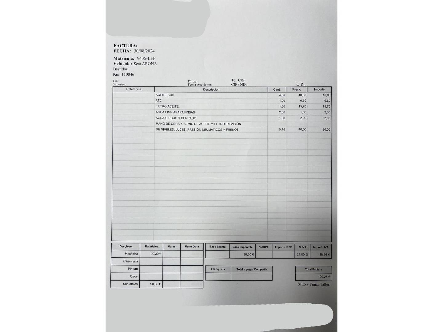 Foto del mantenimiento del Seat Arona Seat Arona 1.0 TSI Ecomotive Style Edition (115 CV)