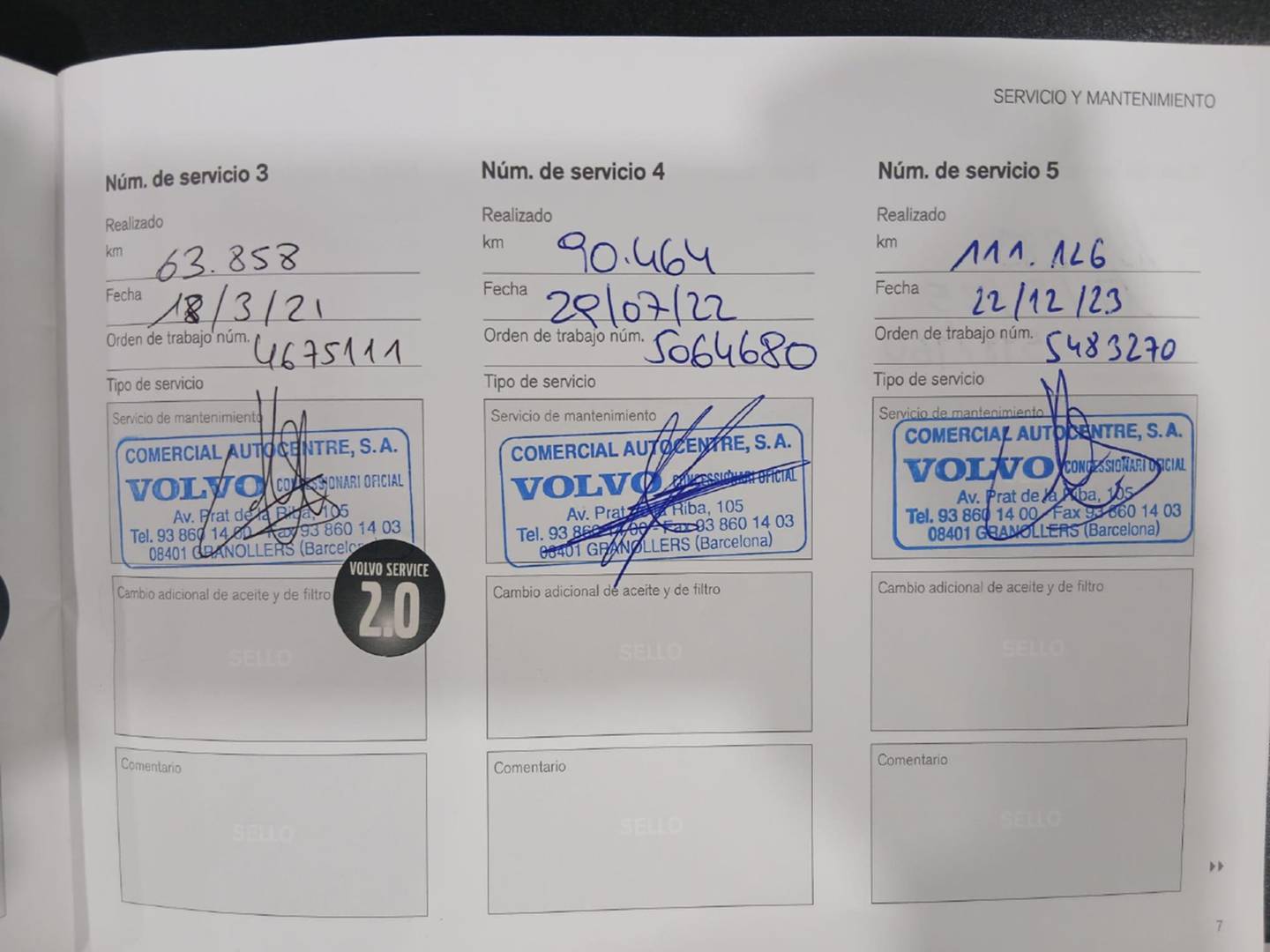 Foto del mantenimiento del Volvo XC60 Volvo XC60 D3 Kinetic (150 CV)