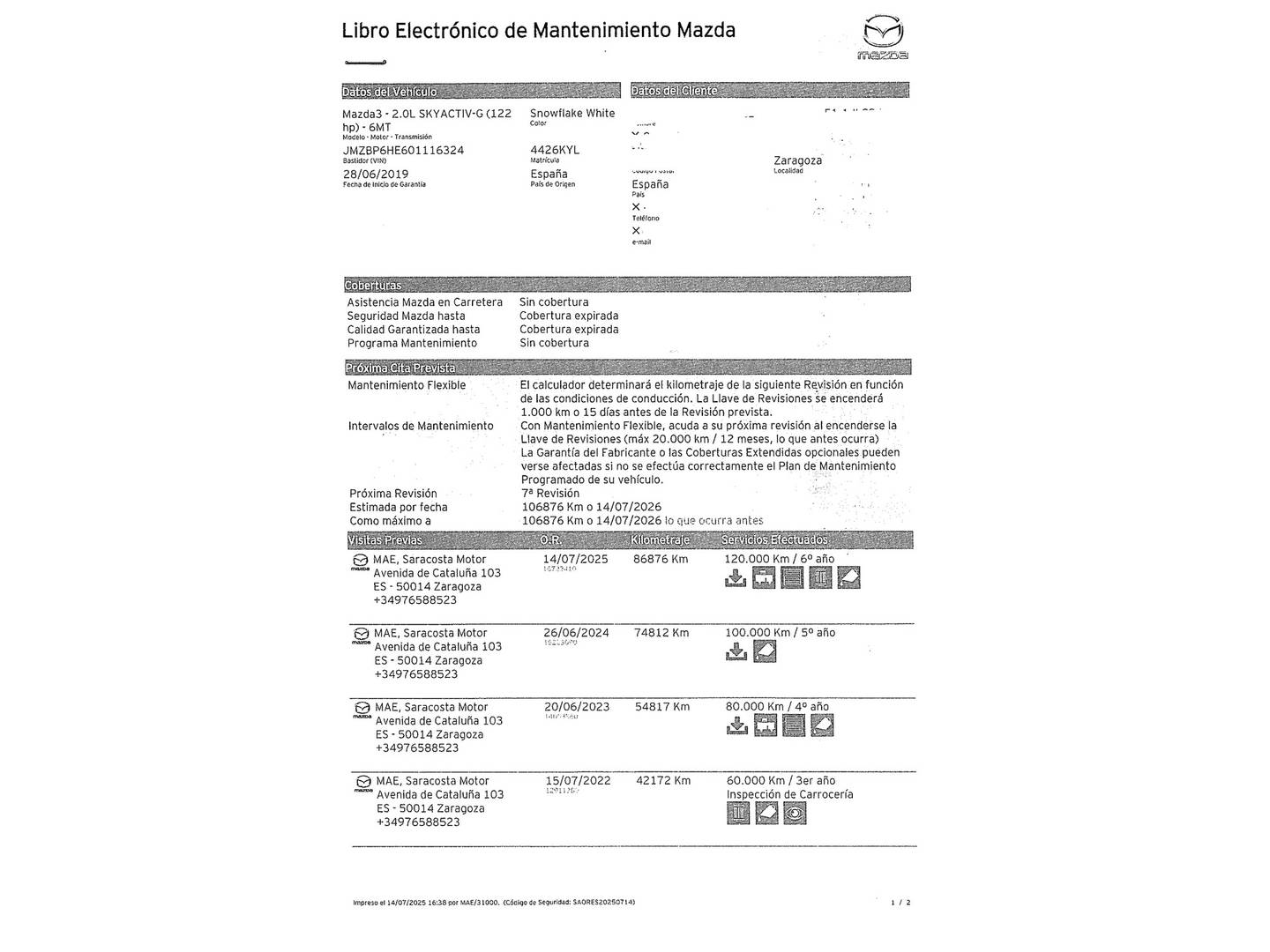 Foto Mazda Mazda3 Mazda Mazda 3 2.0 e-Skyactiv-G Evolution  (122 CV)