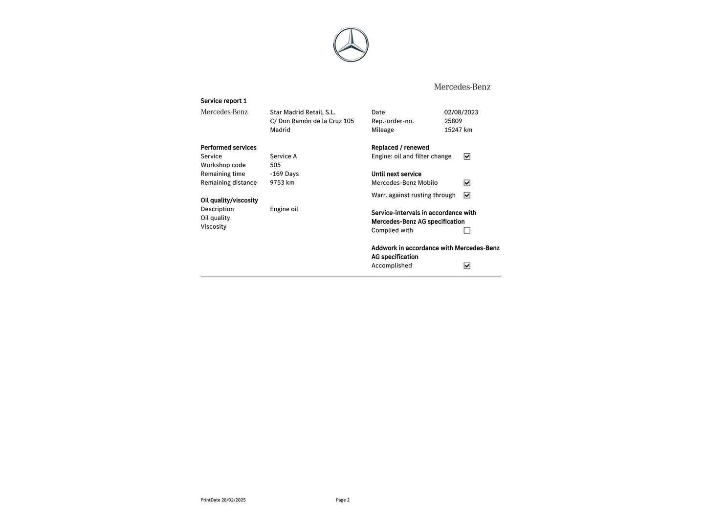 Foto del mantenimiento del Mercedes CLA Mercedes CLA CLA 200 (163 CV) Pack AMG
